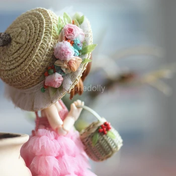 1 шт. высококачественная соломенная шляпа с цветком ручной работы для аксессуаров для кукол OB11 Obitsu 11