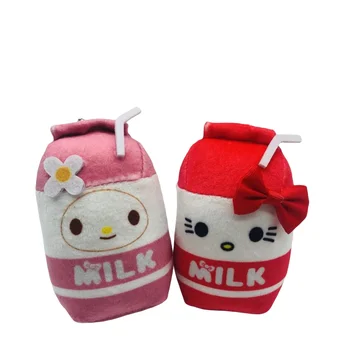 10 см Милые Плюшевые куклы в форме коробки молока Hellokitty Melody, украшение для детского рюкзака, Брелок для ключей, Детские Игрушки, Подарки на День Рождения