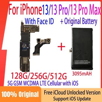 100% Оригинальная материнская плата с аккумулятором для iPhone 13 Pro Max Материнская плата Полностью рабочая Плата Чистая Логическая плата iCloud Без учетной записи ID