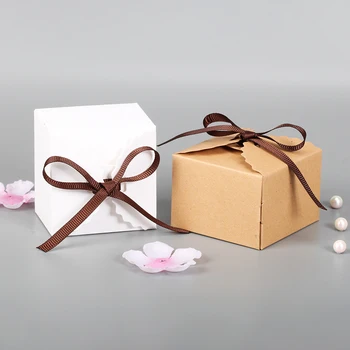 10шт Коробка с волнистым дизайном для шоколадных конфет, печенья, рождественской свадьбы, вечеринки, душа ребенка, большая коробка для упаковки подарочных подушек из бумаги