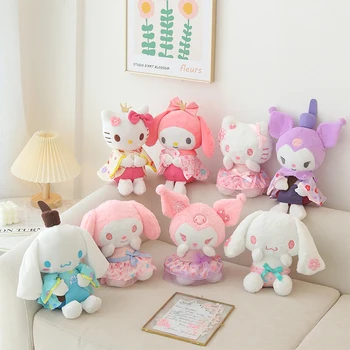 20 см Плюшевая игрушка Sanrio Hello Kitty Kuromi Melody Kawaii Doll Аниме Детская Игрушка Для девочек Женский Подарок