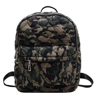 2023 Army green, Качественный пуховый хлопковый модный женский рюкзак, Ультралегкий стеганый школьный рюкзак для девочки-подростка, дорожная сумка