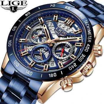 2023 Новые мужские часы LIGE, лидирующий бренд, роскошные водонепроницаемые кварцевые наручные часы для мужчин, спортивные часы с датой, Мужские Relogio Masculino