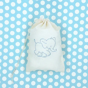 20ШТ Сумки Для Подарков Со Слонами Safari Baby Shower Party Bag Zoo Goodie Bag Подарочные Пакеты Сумка Для Конфет Ткань Муслиновое Мыло Animal Them
