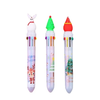 5X Прекрасная десятицветная шариковая ручка в одно нажатие на рождественскую тематику Плавный почерк для планирования ведения дневника заметок ЦЗЯНЬ