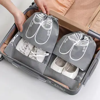 5шт Нетканых сумок для хранения обуви со шнурком, портативных пылезащитных сумок, водонепроницаемых подвесных сумок, органайзера для шкафа, дома