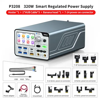 Aixun P3208 32V 8A Регулируемый источник питания, Амперметр, регулятор тока, Тестер короткого замыкания для кабеля питания 7 -14 серий