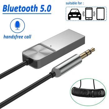 AUX USB Bluetooth 5.0 Приемник Стерео Беспроводной Адаптер 3,5 мм 3,5 Разъема Aux Bluetooth Аудиоприемник Музыкальный Автомобильный Комплект Передатчик Микрофон