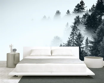 Beibehang Пользовательские обои черно-белое винтажное настроение Лесной Туман Альпийская гостиная диван фон настенная роспись 3d обои