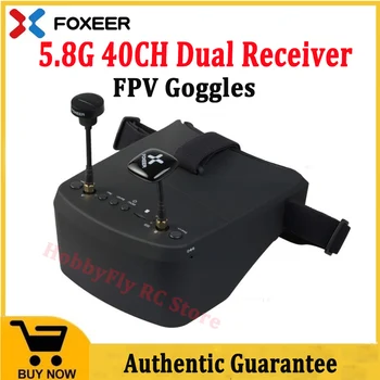 Foxeer 5.8G 40CH Двойной Приемник FPV Очки 300cd/m2 Встроенный Аккумулятор 1430mAh С Панелью ECHO Pagoda Pro Антенна DVR для FPV Дрона