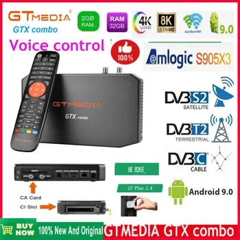 GTMEDIA GTX Combo 8K Smart TV BOX 2 гб 32 гб S905X3 Android 9,0 + DVB-S2X/T/T2/C/C2 ATSC-T ISDB-T спутниковый ТВ-ресивер телеприставка