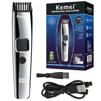 Kemei 302S ЖК-Дисплей Перезаряжаемый Регулируемый Триммер Для Бороды Для Мужчин Электрический Триммер Для Волос От 1 мм До 10 мм Литиевая Батарея