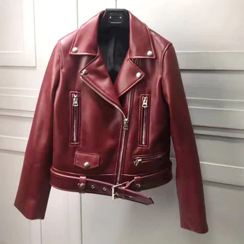 MENINA BONITA 2020, осенняя куртка, женское базовое пальто, высококачественная куртка из натуральной кожи, черная мотоциклетная байкерская куртка-бомбер