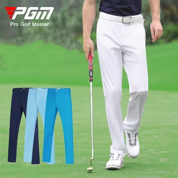 PGM Летние мужские повседневные брюки для гольфа, тонкие брюки с прямыми штанинами, эластичный пояс, классические синие, черные, серые, Белые брюки