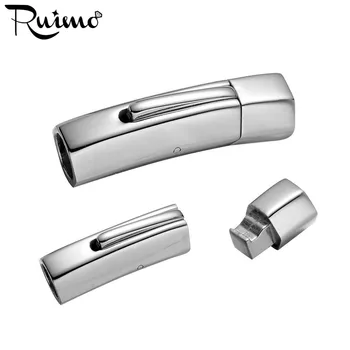 RUIMO Нержавеющая сталь 316l, полированная, с круглым отверстием 6 мм, Застежки-крючки, соединительная пряжка для кожаных браслетов 