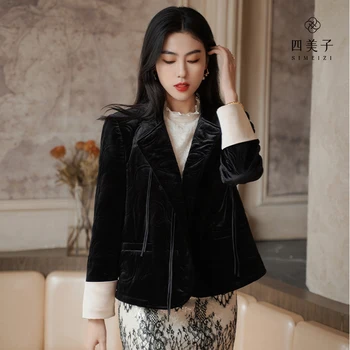 Simeizi Hanfu / Новое Пальто в Китайском стиле для Женской одежды, Черное Короткое Пальто для Весны, Толстые Тонкие топы с длинными рукавами