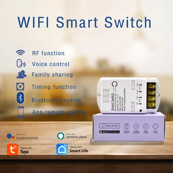 Tuya WiFi Smart Switch Релейный Модуль 7-32 В 85-250 В RF Пульт Дистанционного Управления Smart Life Беспроводной Выключатель Дистанционного Управления С Alexa Google