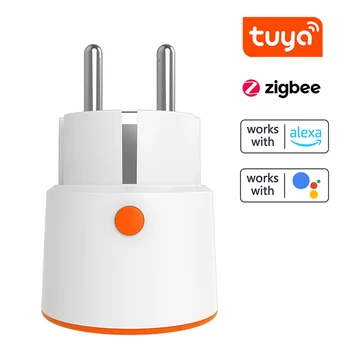 Tuya ZigBee3.0 16A Интеллектуальный ЕС-Штекер Для измерения тока, напряжения, мощности в режиме реального времени, Штекер Обратного отсчета, Совместимый с Alexa Google Home