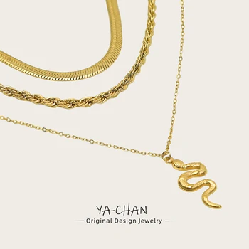 YACHAN, Позолоченные Змеиные цепочки из нержавеющей стали, ожерелья-подвески для женщин, Винтажное колье в стиле панк, Водонепроницаемые ювелирные изделия, подарок