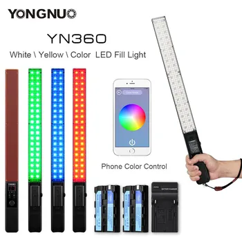Yongnuo YN360 3200k-5500k LED ICE Stick Video Light Ручной Светодиодный Фотографический Фонарь с 2 батареями NP550 + Зарядное устройство