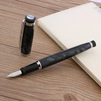 Авторучка 508 1шт, серебристая металлическая ручка, ледяной цветок, подарочная ручка из нержавеющей стали со средним наконечником, подарочная чернильная ручка