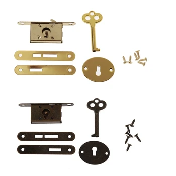 Антикварные металлические замки для ящиков с ключом для гардероба, деревянной шкатулки для ювелирных изделий, кабины