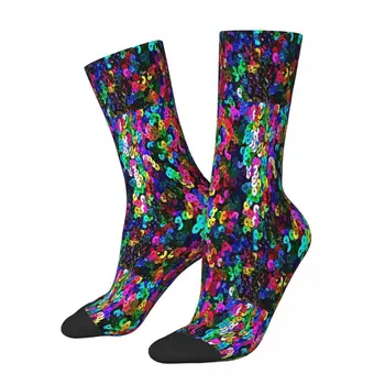 Большие разноцветные блестящие носки с блестками, мужские и женские летние чулки с принтом