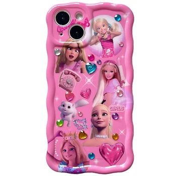 Бриллиантово-розовая принцесса Барби Чехол для мобильного телефона Iphone 14Promax Y2K Для девочек Защитный чехол Модные Женские Мультяшные подарки в виде ракушки для мобильных телефонов