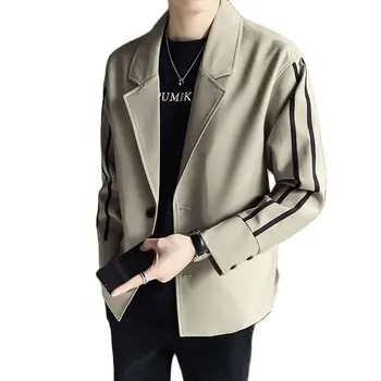 Весенне-осенняя куртка 2021, мужская youthful vitality, корейские повседневные универсальные костюмы, сшитые из тесьмы