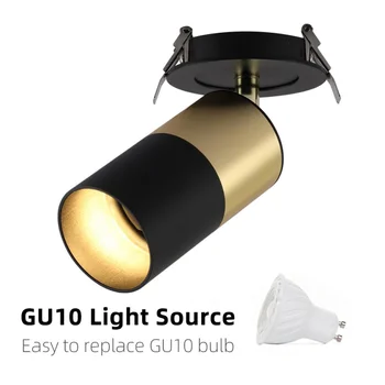 Винтажный GU10 Сменный 6 Вт Встроенный Светодиодный Потолочный Трековый Светильник с возможностью Поворота на 360 ° Белый Черный Золотой Медный Настенный Точечный Светильник