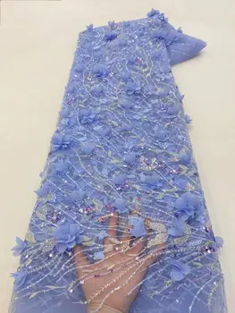 высококачественная французская сетчатая ткань с 3D цветами в нигерийском стиле JIANXI.C-1302.3505, кружевная ткань с вышивкой