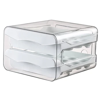 Держатель для яиц большой емкости для холодильника Контейнер для хранения яиц Органайзер для хранения Складываемый прозрачный пластиковый лоток для кухни