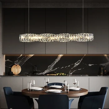 Длинная Дизайнерская светодиодная хрустальная люстра для столовой, современное освещение AC110V 220V, Роскошные барные светильники Cristal Hanglamp