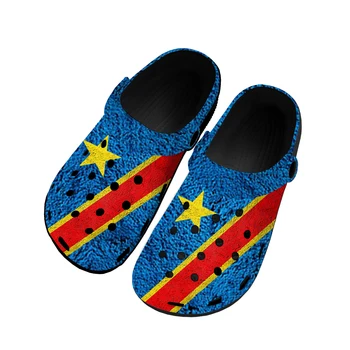 Домашние сабо с флагом Демократической Республики Конго; Водонепроницаемая обувь на заказ; Мужская Женская обувь для подростков; дышащие пляжные тапочки с дырками;