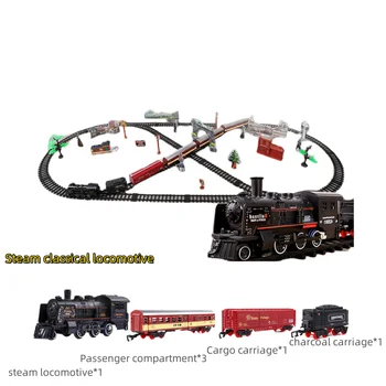 Железная дорога с батарейным питанием Классический грузовой поезд Водный паровоз Игровой набор с имитационной моделью дыма Игрушки для электропоездов