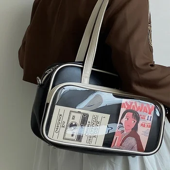 Женская модная квадратная сумка-тоут, большая вместительная сумка через плечо, женская сумочка из мягкой кожи подмышками для студентов колледжа