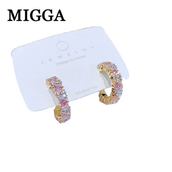 Женские серьги-гвоздики MIGGA нового дизайна с кубическим цирконием, роскошные ювелирные изделия из хрусталя