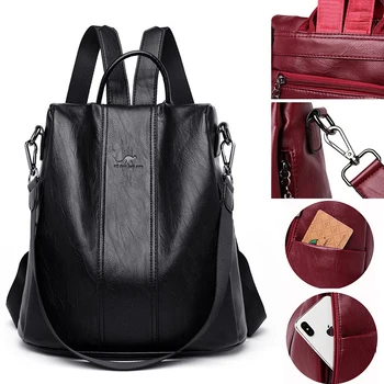 Женский противоугонный рюкзак из искусственной кожи, школьный ранец, модный рюкзак для колледжа, дорожная женская подростковая сумка для школьных книг для женщин