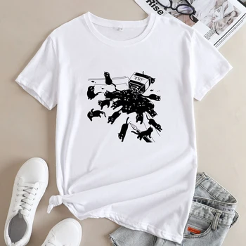 Забавная футболка с черным котом и чернилами, милая женская футболка с изображением котенка, эстетичный топ, Меховая футболка в подарок маме, Прямая поставка