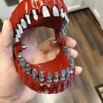 Забавный держатель для сверла для зубных протезов, дизайн модели зубов, отвертка с 28 битами, подходит для шестигранных долот 1/4 дюйма и переходных инструментов для приводных долот