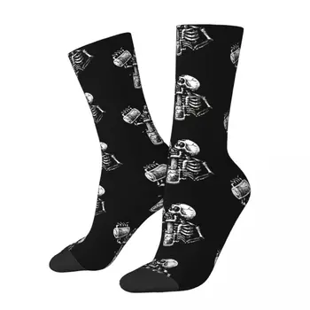 Забавный сумасшедший носок для мужчин, пьяный череп, хип-хоп Винтажный бесшовный носок с принтом для мальчиков, Повседневный подарок