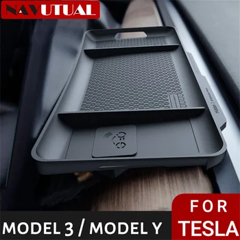 Задняя коробка для хранения экрана из ТПЭ для 2018-2023 Tesla Модель 3 Y Магнитный Скрытый декоративный лоток Коробка для салфеток Футляр для очков