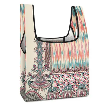 Индивидуальная Печатная Складная сумка для покупок Сумка с двойным ремешком Этническая экзотика Повседневная Женская сумка для продуктов на заказ