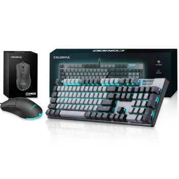 Красочная игровая клавиатура, механическая мышь, 128 клавиш, RGB Оранжевая ось, USB, механическая киберспортивная мышь с подсветкой для ПК, Геймерская мышь для ПК