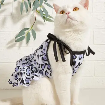 Летнее платье для кошки, стильный пуловер с сетчатым краем и высокой эластичностью, юбка-кекс для домашних животных, одежда для котенка, одежда для кошек с сетчатым краем для домашней одежды