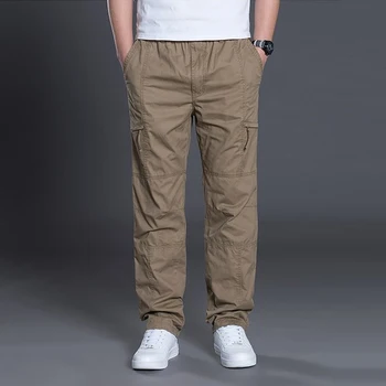 Летние брюки 2023 и осенние прямые мужские брюки Мужская мода Хлопок для бега трусцой Карго Спортивные повседневные брюки большого размера M-6