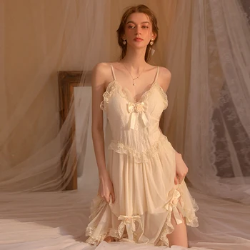 Летняя женская сексуальная ночная рубашка с розами, V-образный вырез, нерегулярный подол, сетчатая ночная рубашка, кружевная сорочка, пижамы, длинное платье