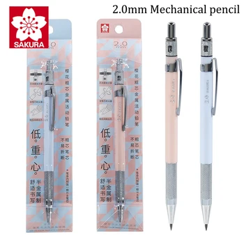 Механический карандаш Sakura Толщиной 2,0 мм, металлический стержень с низкой гравитационной активностью, карандаш нелегко сломать, черчение стержня Вручную