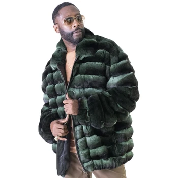 Меховая куртка, пальто из натурального меха, мужские пальто из натурального меха кролика Рекс, куртки больших размеров, зимнее теплое модное пальто
