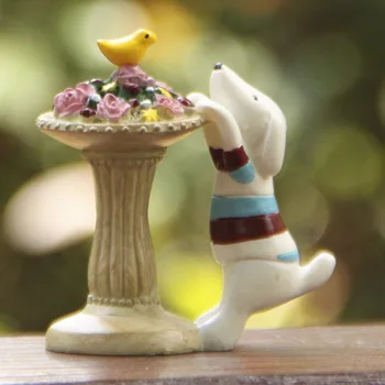 Миниатюрный кукольный домик 1:12, милая фигурка, цветочная клумба, щенок, кавайные фигурки птиц, микро-модель ландшафта, игрушка для декора сада